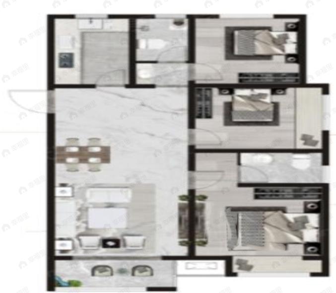 绿博福苑3室2厅2卫户型图