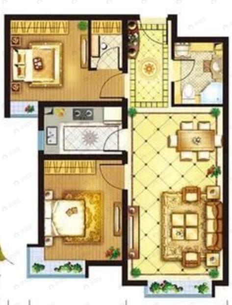 中兴和园二期2室2厅1卫户型图