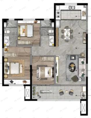 融创阅澜庭3室2厅2卫户型图