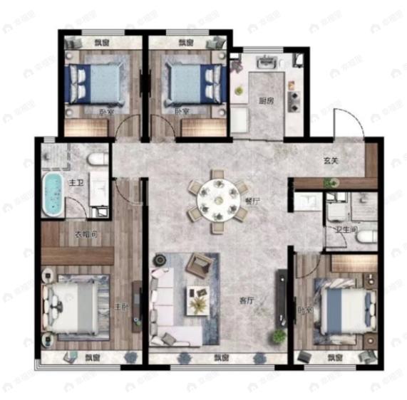 龙湖远创学樘府4室2厅2卫户型图