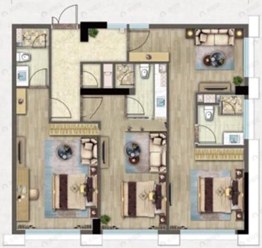 新天地世嘉铭座3室1厅3卫户型图