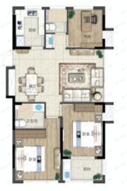 城市蓝湾3室2厅2卫户型图