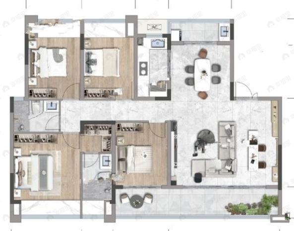 中绿江州3室2厅2卫户型图