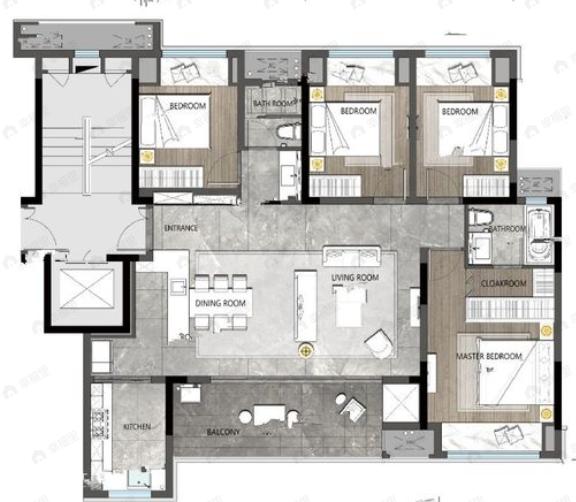 龙湖焕城4室2厅2卫户型图