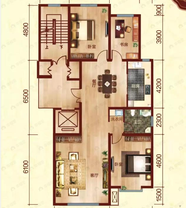 欧艺家园锦绣苑3室2厅1卫户型图