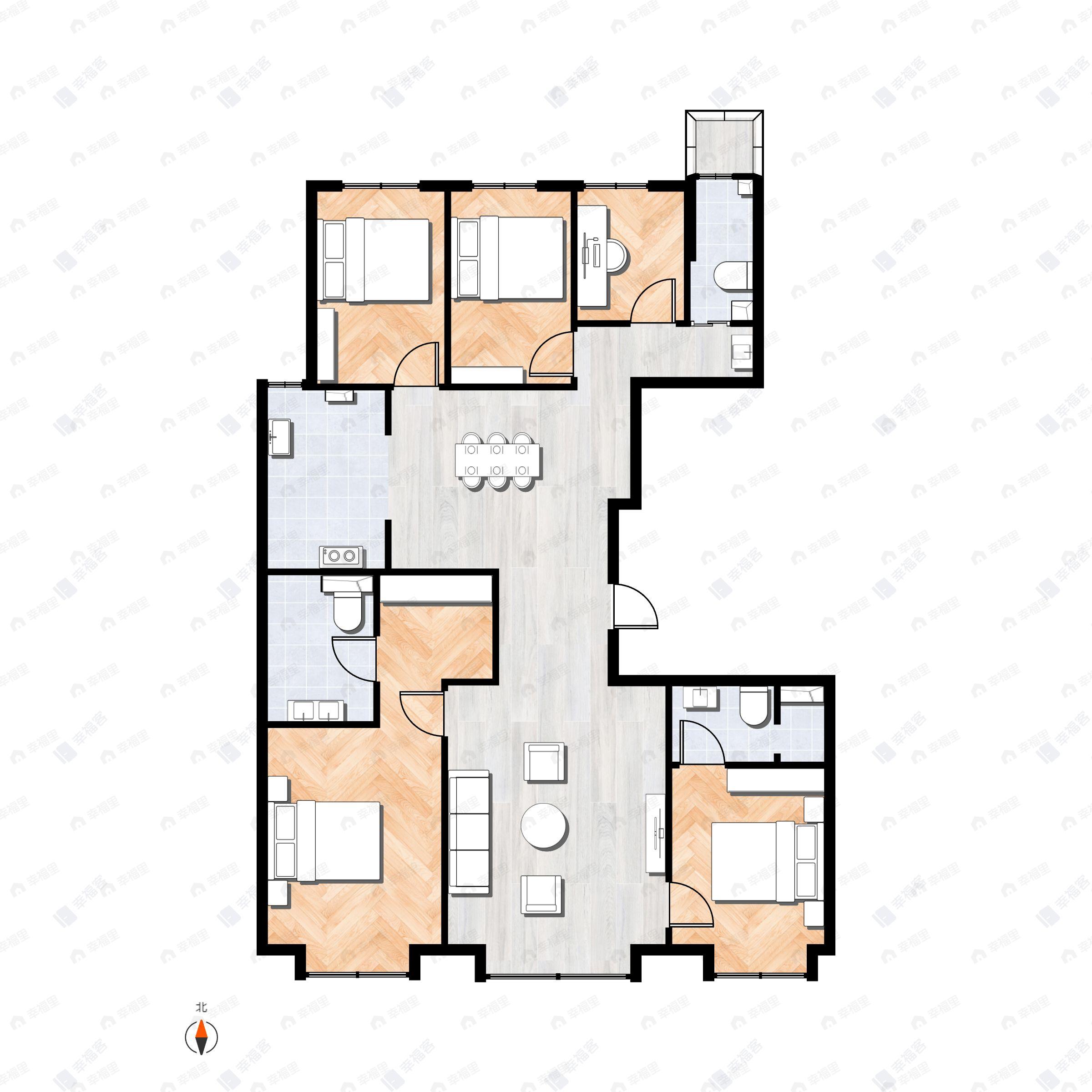5室2厅3卫建面180平户型图