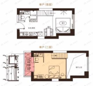 藏珑湖上公馆1室2厅1卫户型图