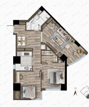 御东联2室2厅1卫户型图