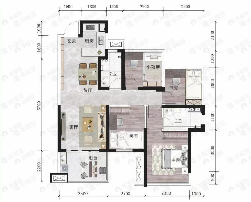 盛邦香颂2室2厅2卫户型图
