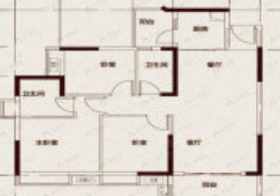 3室2厅2卫建面105m²南户型图