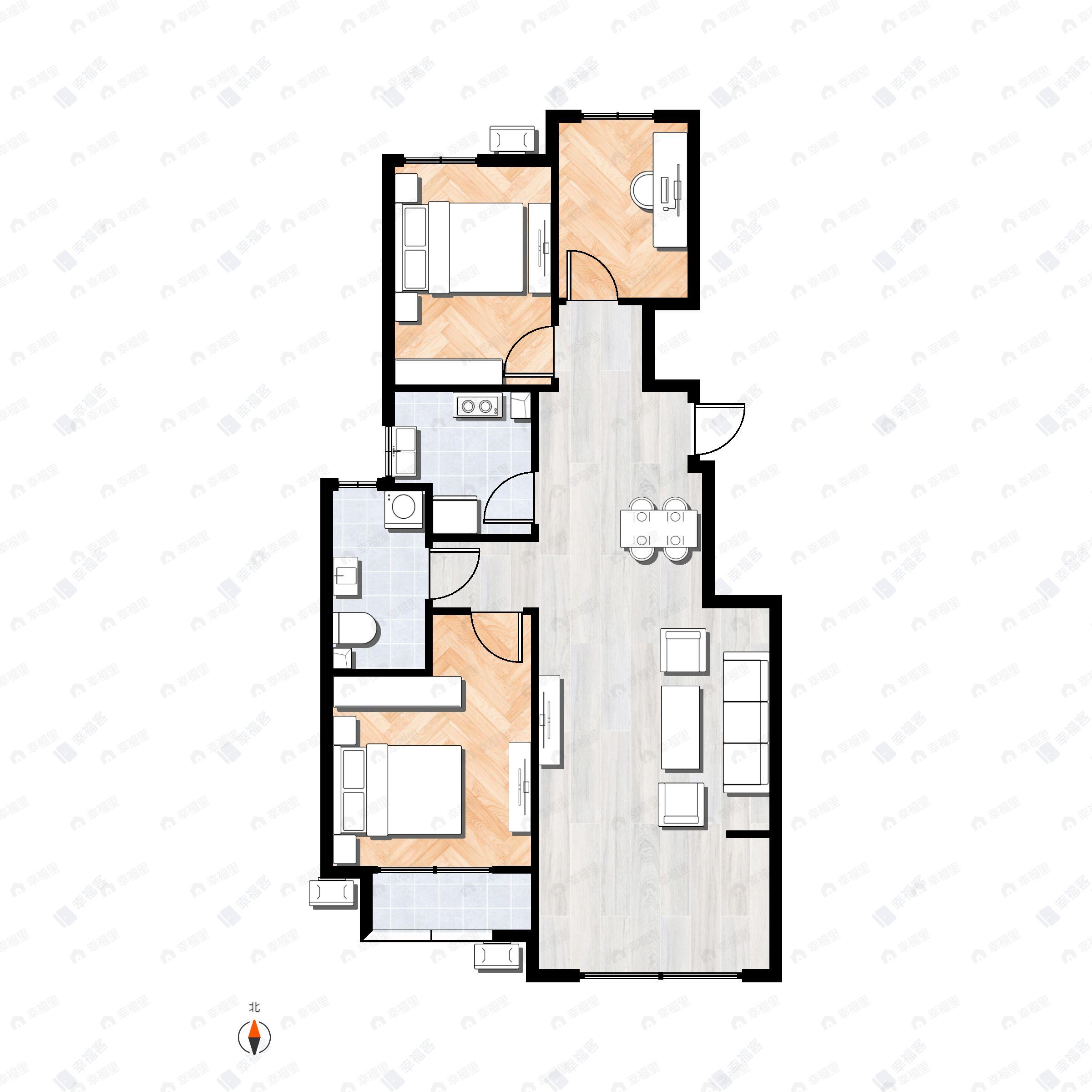通用博园3室2厅1卫户型图