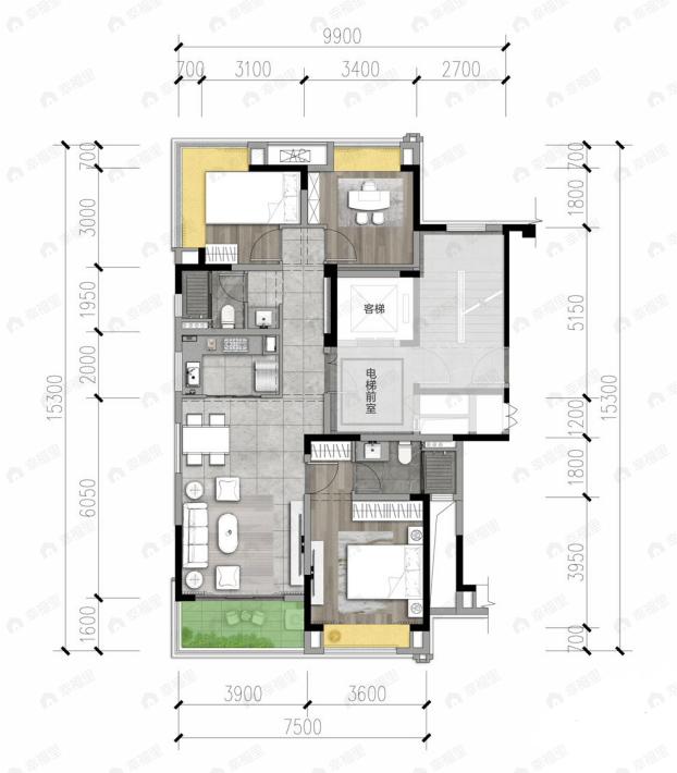 国贸锦原3室2厅2卫户型图
