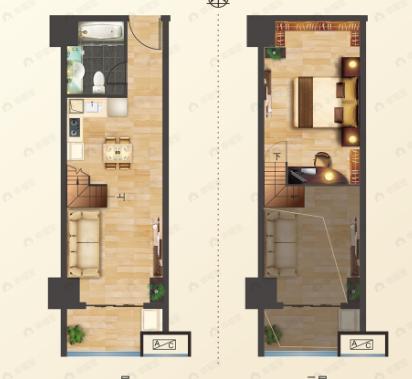 国王的公寓1室2厅1卫户型图