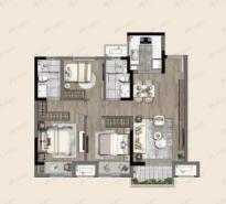 景瑞悦庭3室2厅2卫户型图