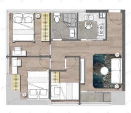 钜益1003室1厅1卫户型图