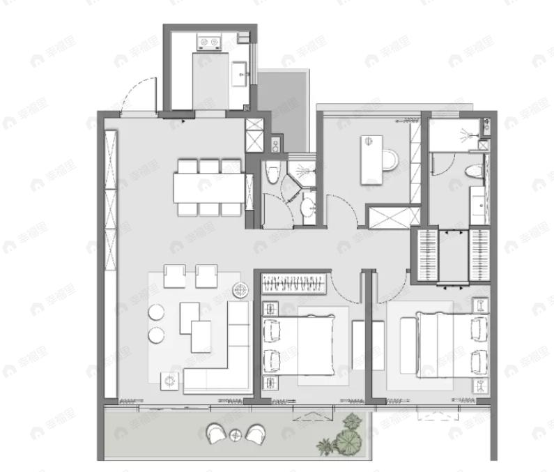 大象山舍3室2厅2卫户型图