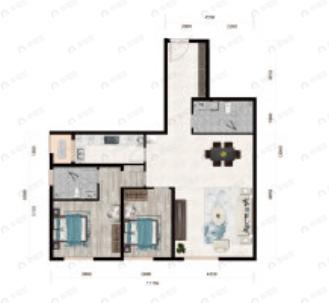 2室2厅2卫建面122平户型图