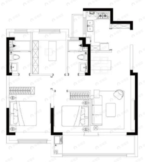 雅樾澜庭3室2厅2卫户型图