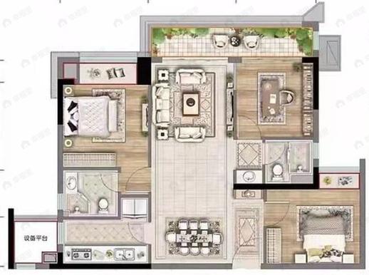 合谊理想城3室2厅2卫户型图