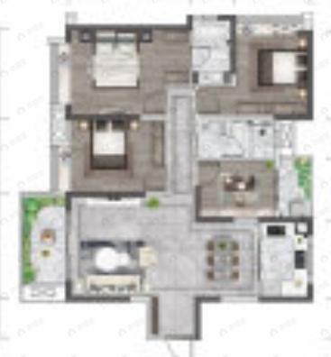 云上5号4室2厅2卫户型图