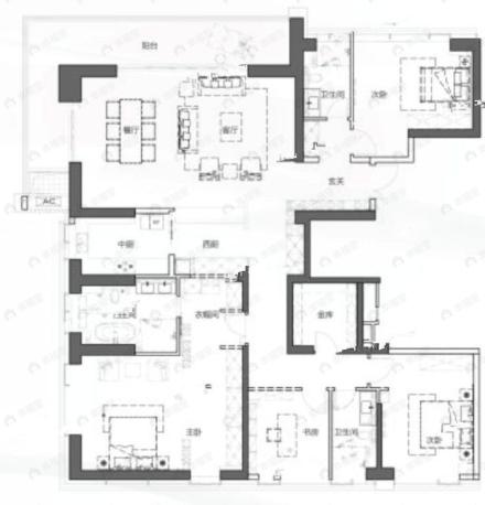 武汉长江中心4室2厅3卫户型图