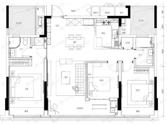 江映云邸3室2厅2卫户型图