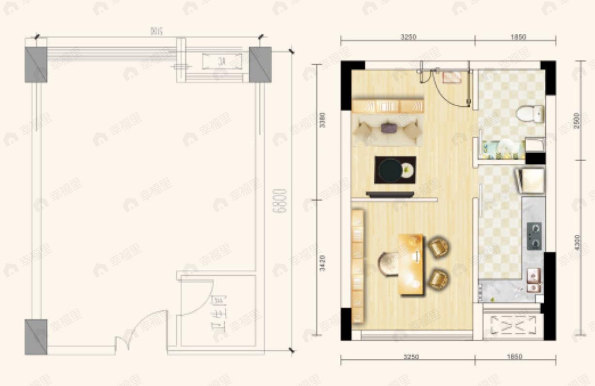 时代金府1室1厅1卫户型图