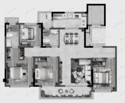 首开龙湖景粼玖序4室2厅2卫户型图