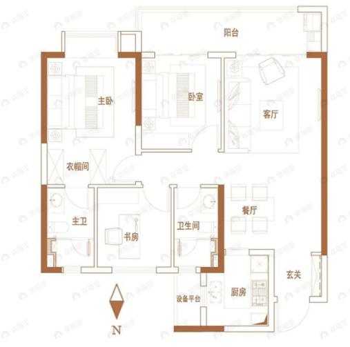 洪大新力合悦滨江3室2厅2卫户型图