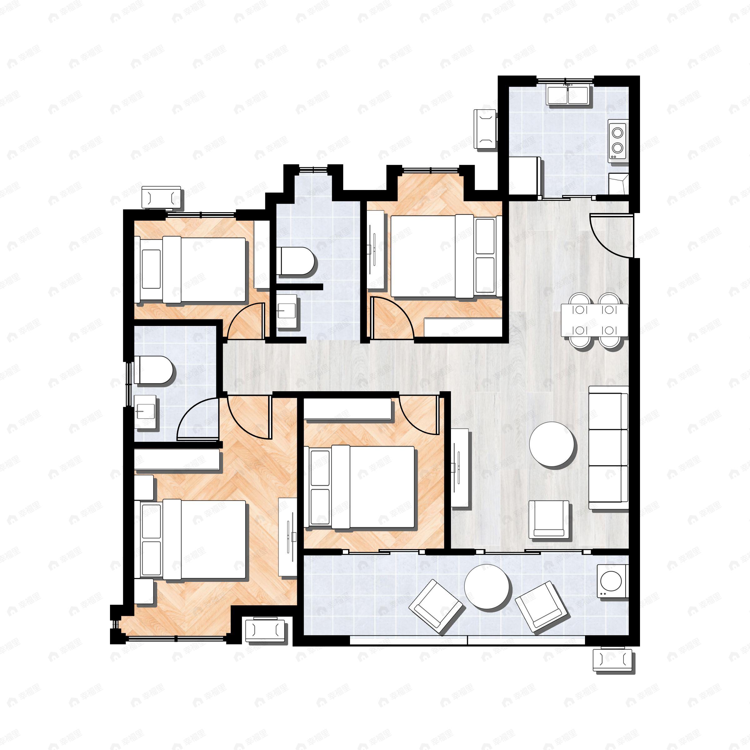 4室2厅2卫建面115平户型图