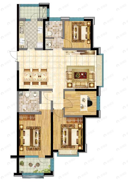 金柏悦海4室2厅2卫户型图