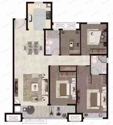 中骏世界城4室2厅2卫户型图