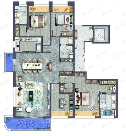 绿地东南亚中心4室2厅3卫户型图