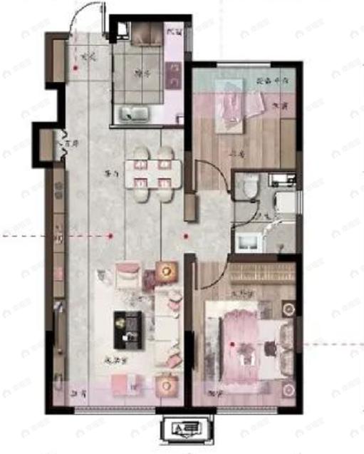 金地九韵风华2室2厅1卫户型图