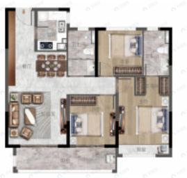 蓝湾玉园3室2厅2卫户型图