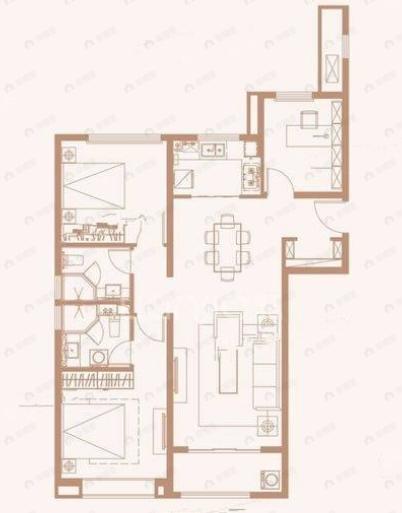 融创天朗南长安街壹号3室2厅2卫户型图
