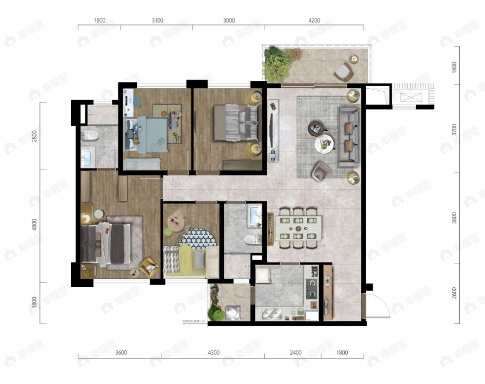 保利时代4室2厅2卫户型图