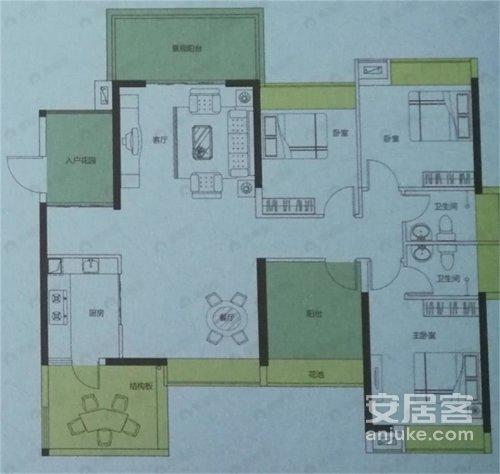 3室2厅2卫建面133平户型图
