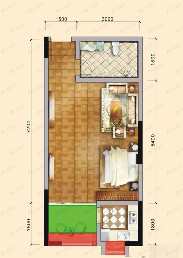 凯世捷财富广场1室1厅1卫户型图