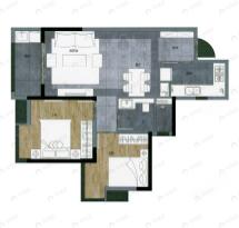 绿地樾湖国际生态城2室2厅1卫户型图