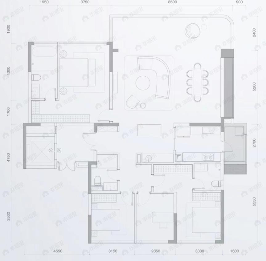 招商时代公园4室2厅3卫户型图