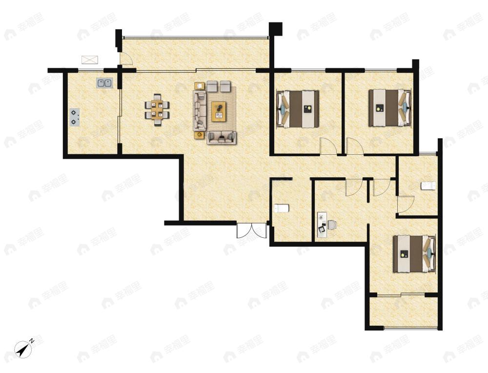 金融街融御滨江3室2厅2卫户型图