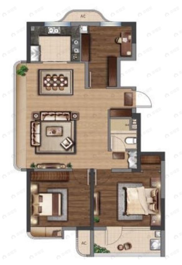 中瑞城3室2厅1卫户型图
