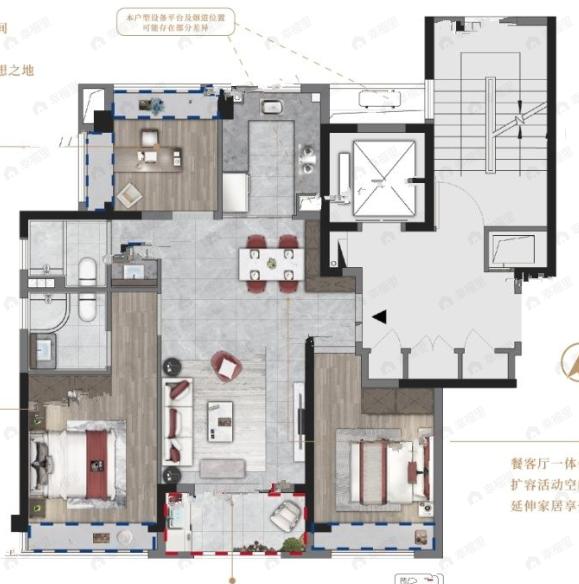 建发联发青云上3室2厅2卫户型图