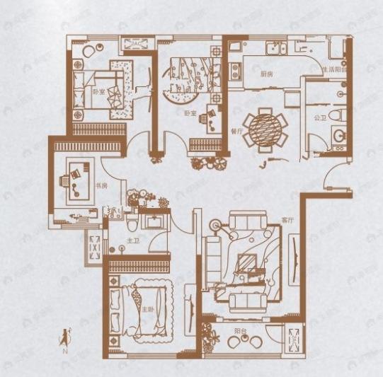 新兴熙园4室2厅2卫户型图