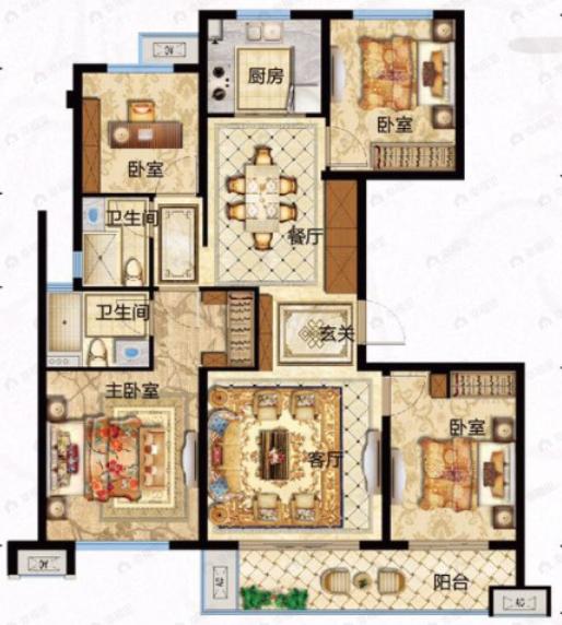中梁端州壹号院4室2厅2卫户型图