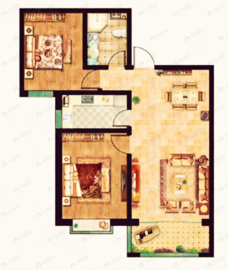 冉泽御景龙湾2室2厅1卫户型图