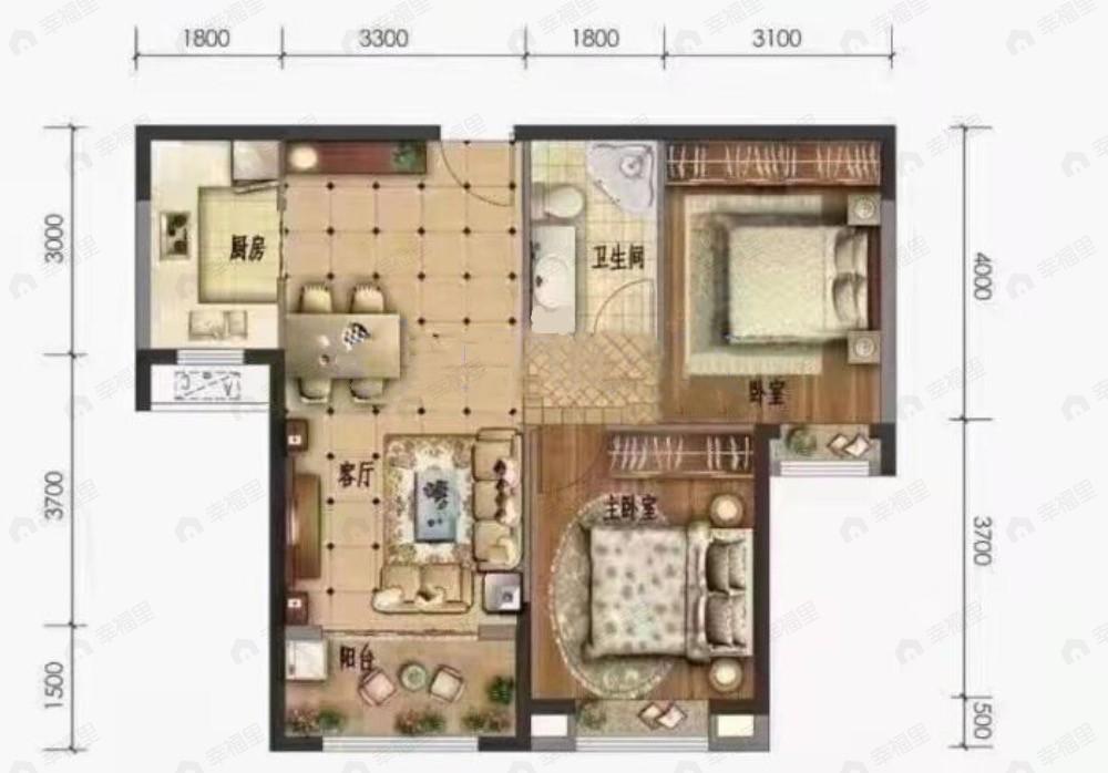 兰州大名城2室2厅1卫户型图