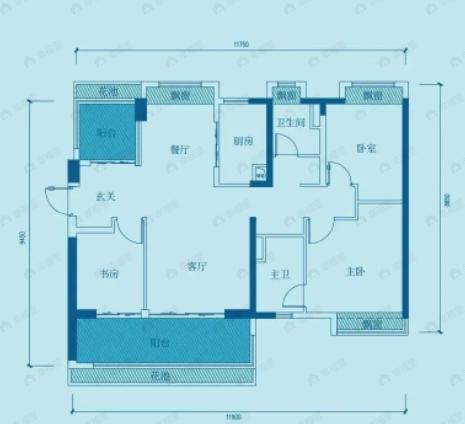 保利崖州湾3室2厅2卫户型图