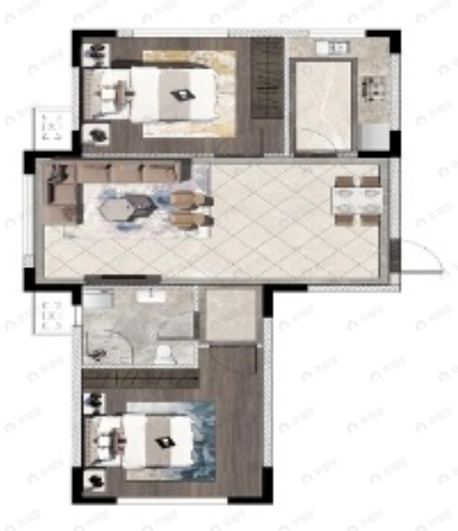 月伴湾2室2厅1卫户型图